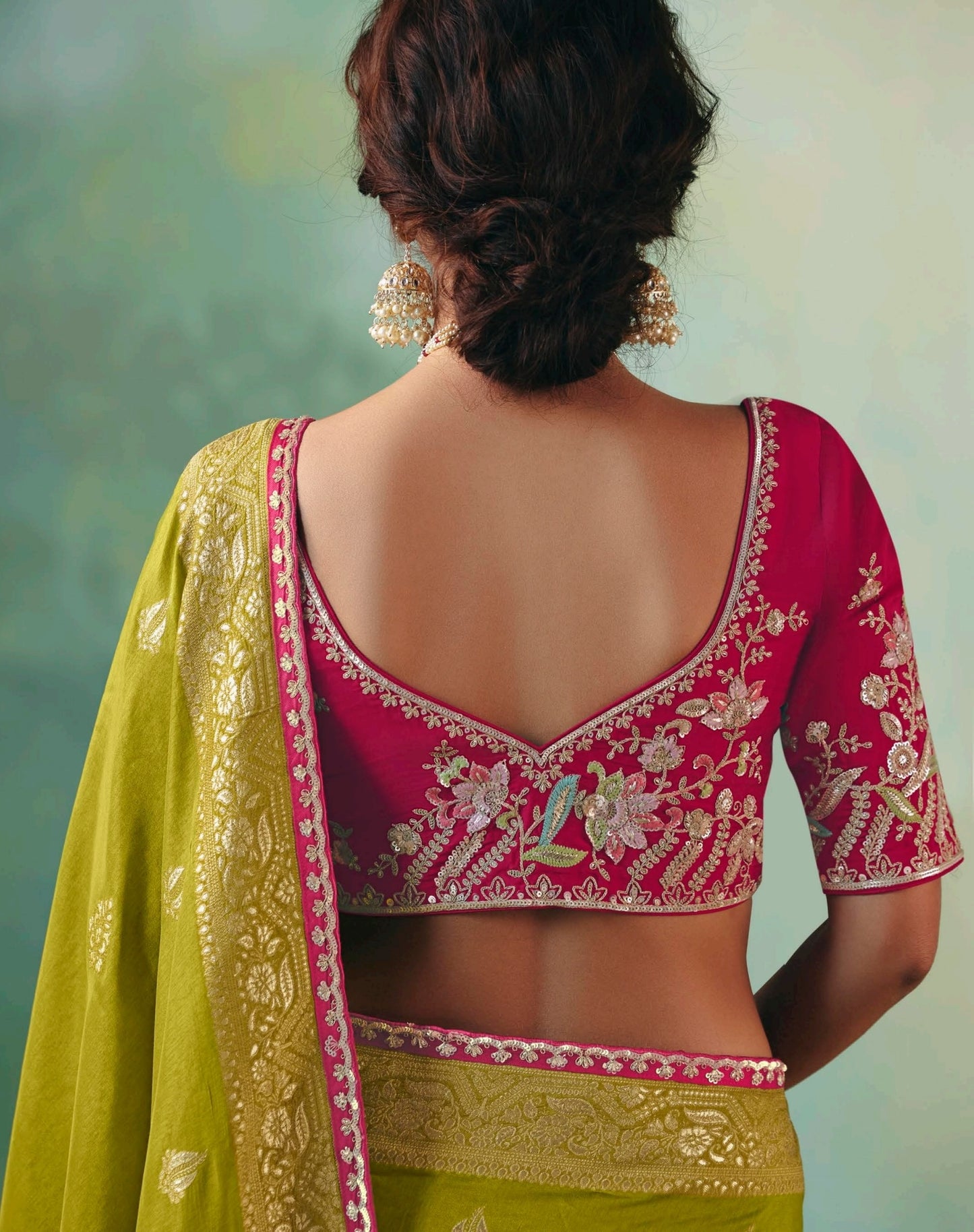Green Designer Kanjivaram Silk Readymade/Easy Saree
