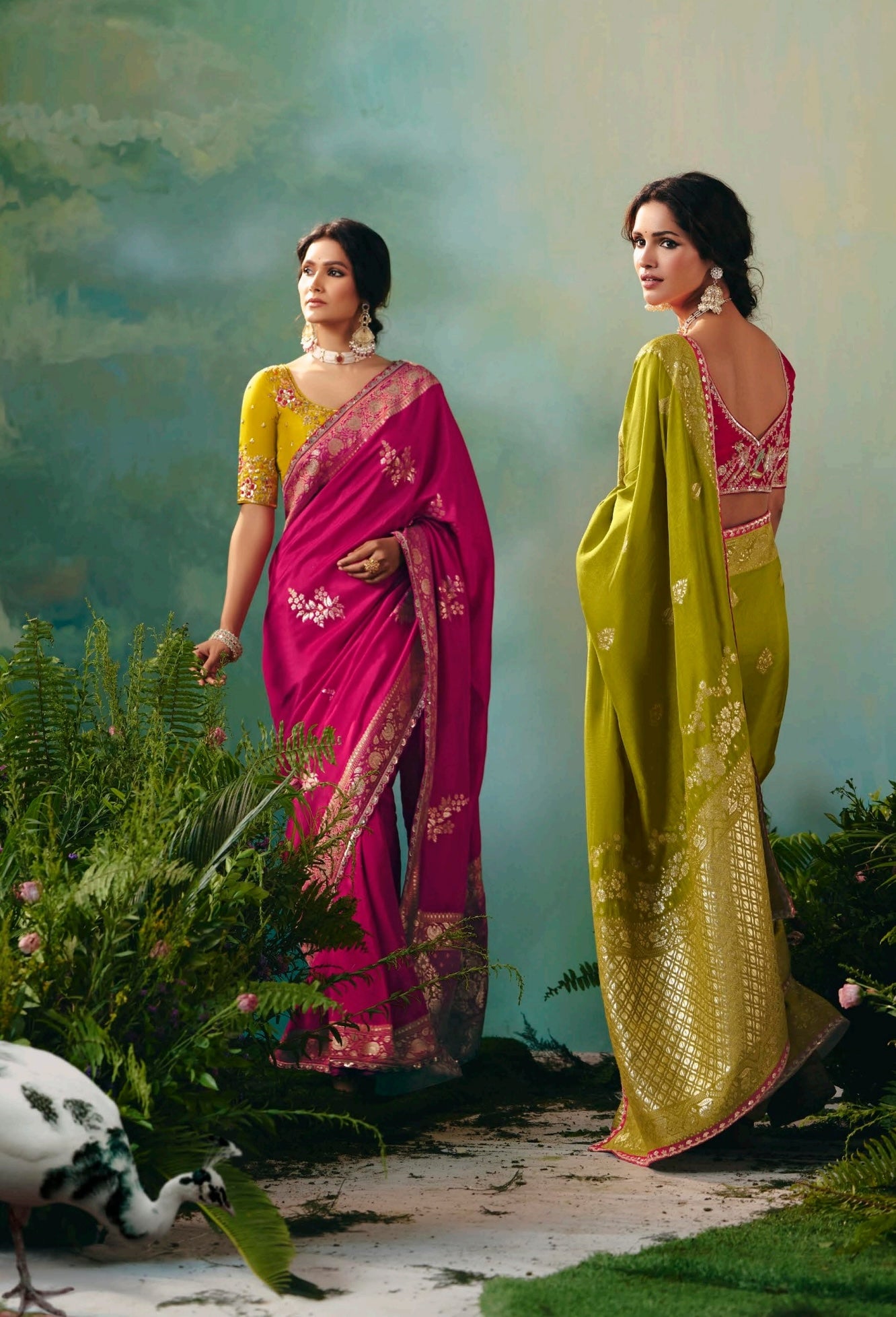 Green Designer Kanjivaram Silk Readymade/Easy Saree