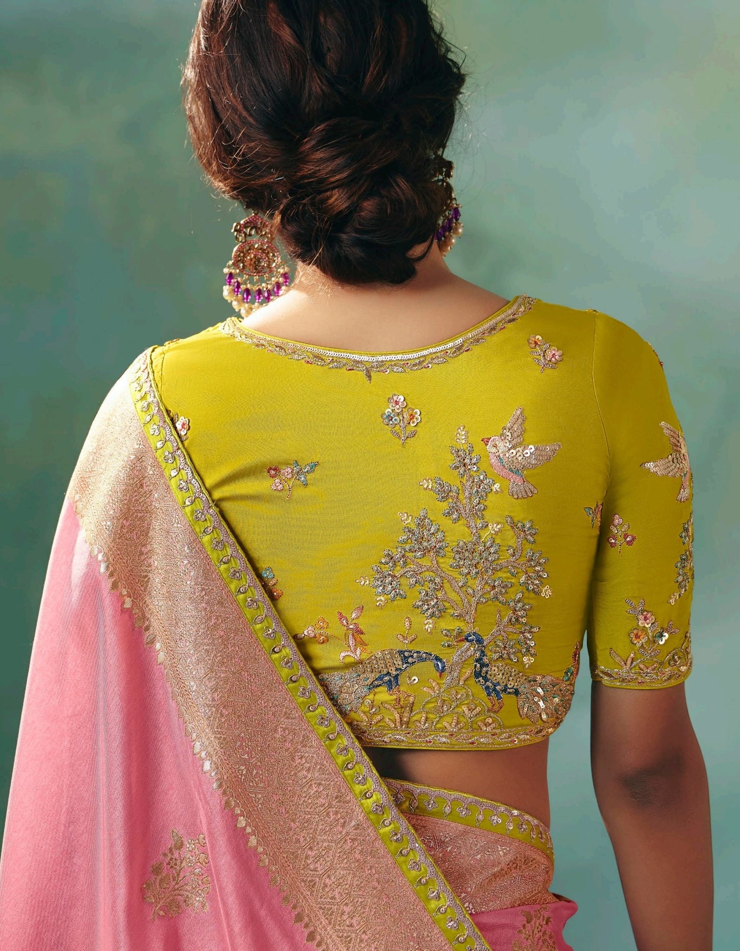 Baby Pink Designer Kanjivaram Silk Readymade/Easy Saree