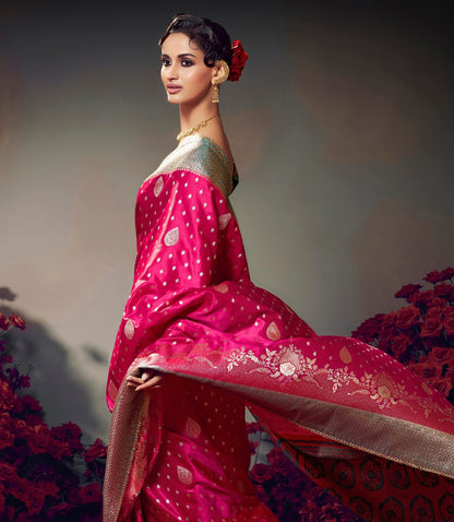 Pink Color Designer Kanjivaram Readymade/Easy Saree
