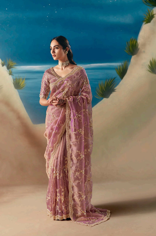 Mauve Colour Party Wear Readymade Saree