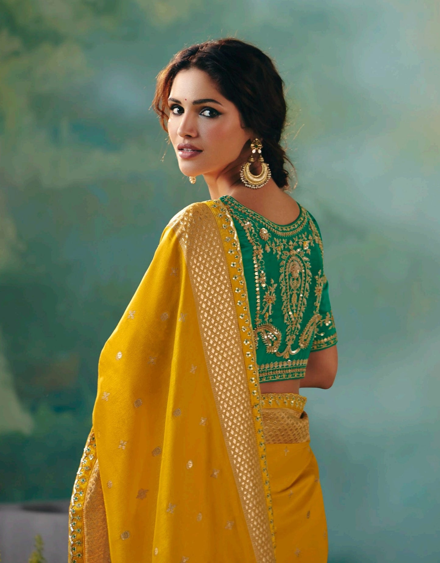 Yellow Designer Kanjivaram Silk Readymade/Easy Saree