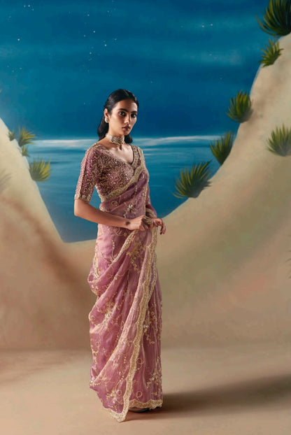 Mauve Colour Party Wear Readymade Saree