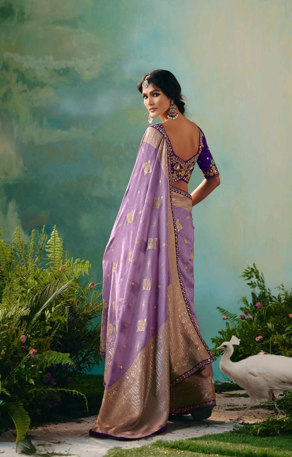 Lavender Designer Kanjivaram Silk Readymade/Easy Saree