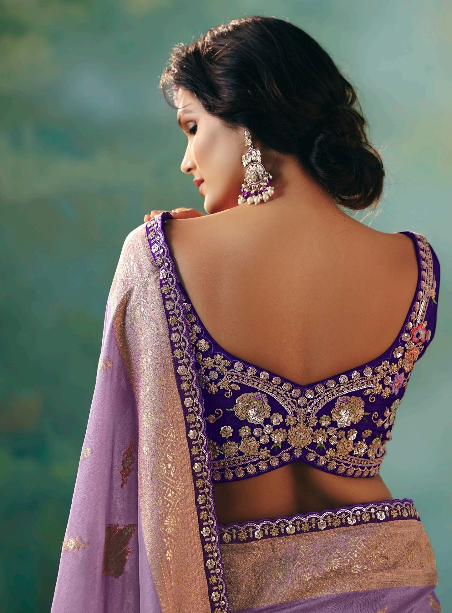 Lavender Designer Kanjivaram Silk Readymade/Easy Saree