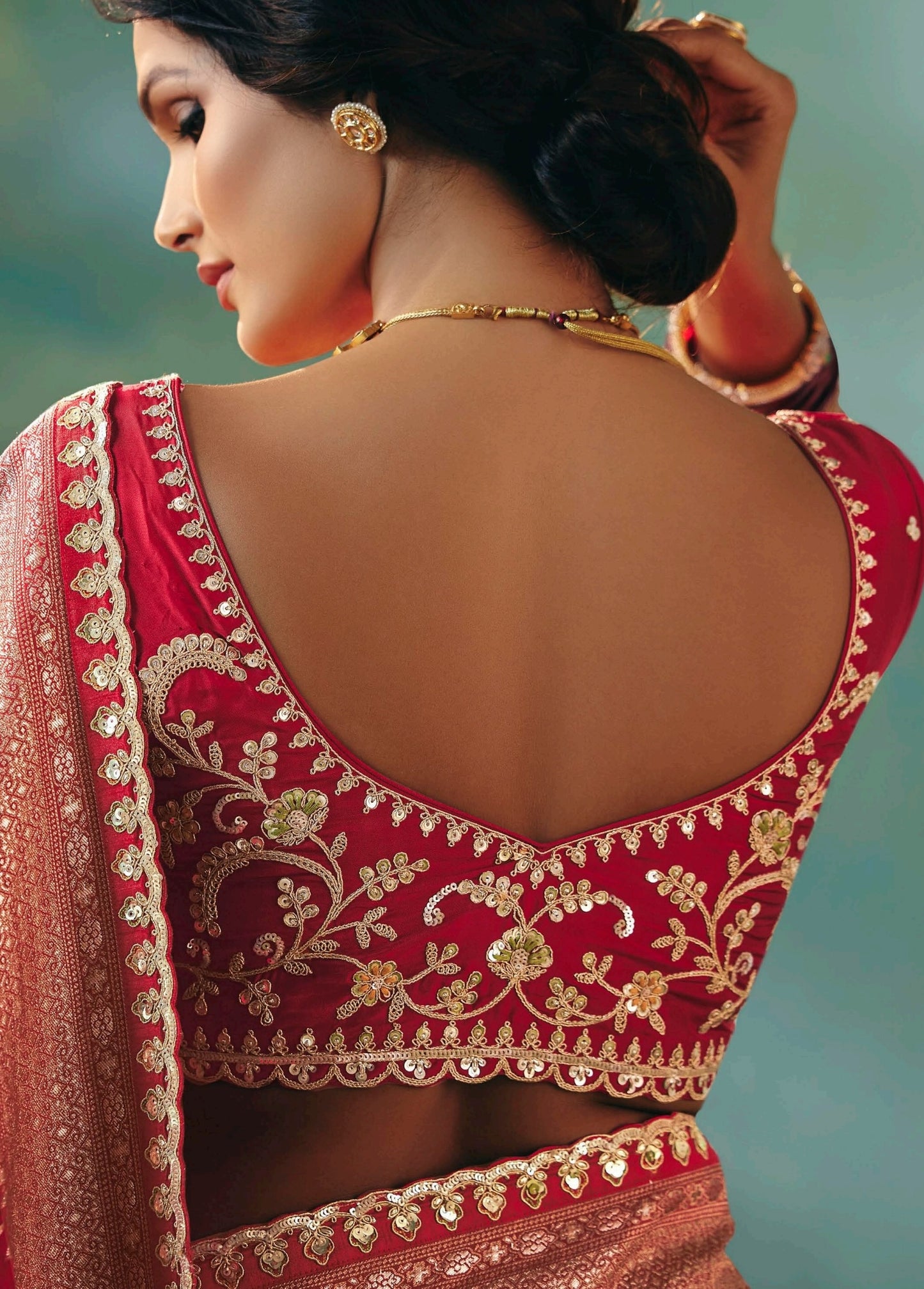 Red Designer Kanjivaram Silk Readymade/Easy Saree