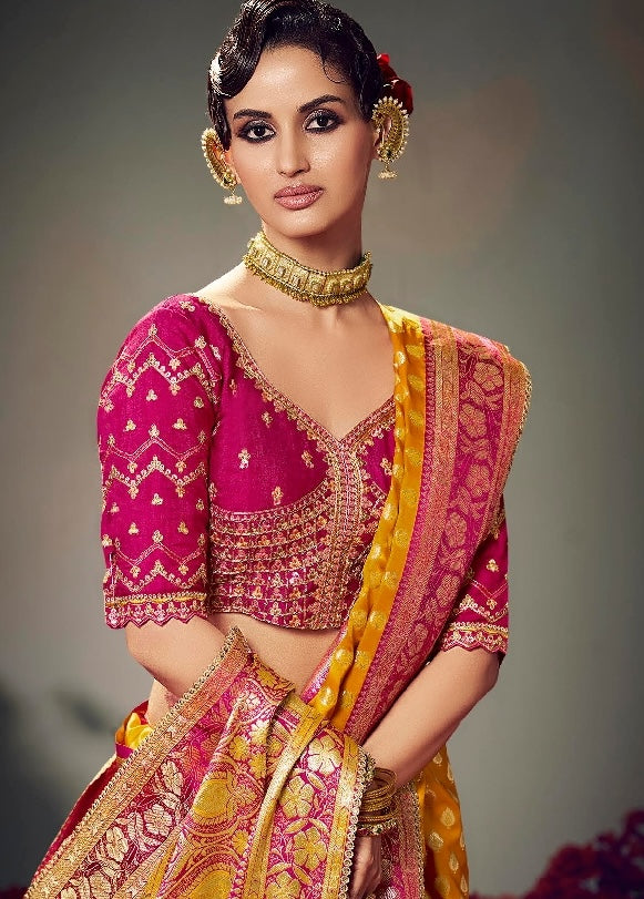 Yellow Color Designer Kanjivaram Readymade/Easy Saree