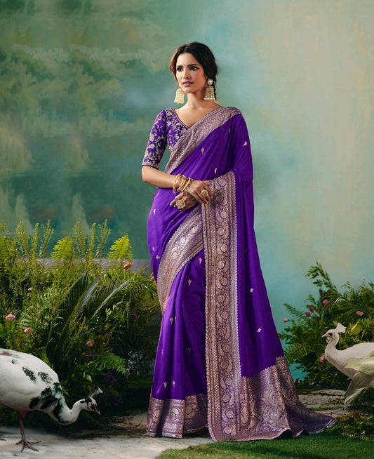 Purple Designer Kanjivaram Silk Readymade/Easy Saree