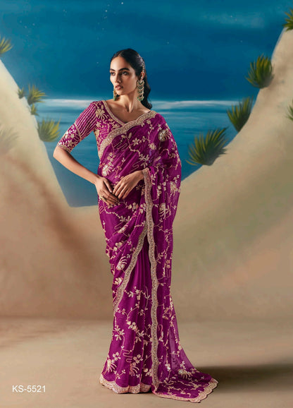 Magenta Party Wear Readymade Saree