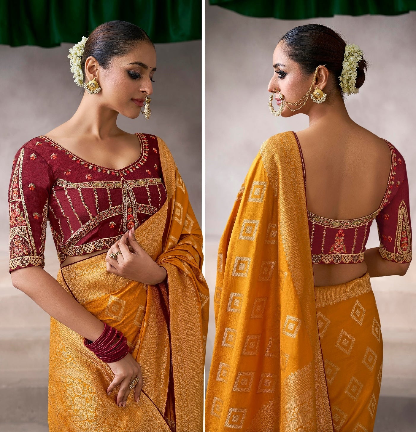Yellow Designer Kanjivaram Readymade/Easy Saree