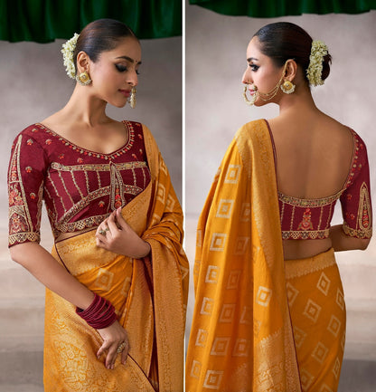 Yellow Designer Kanjivaram Readymade/Easy Saree