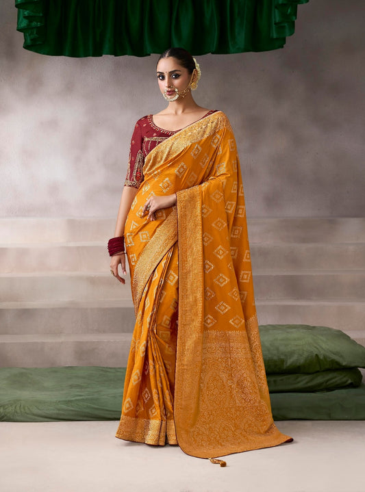 Yellow Designer Kanjivaram Readymade/Easy Saree