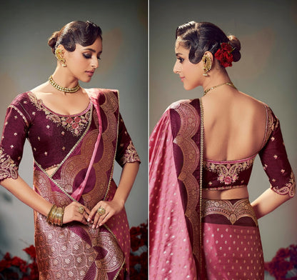 Mauve Color Designer Kanjivaram Readymade/Easy Saree