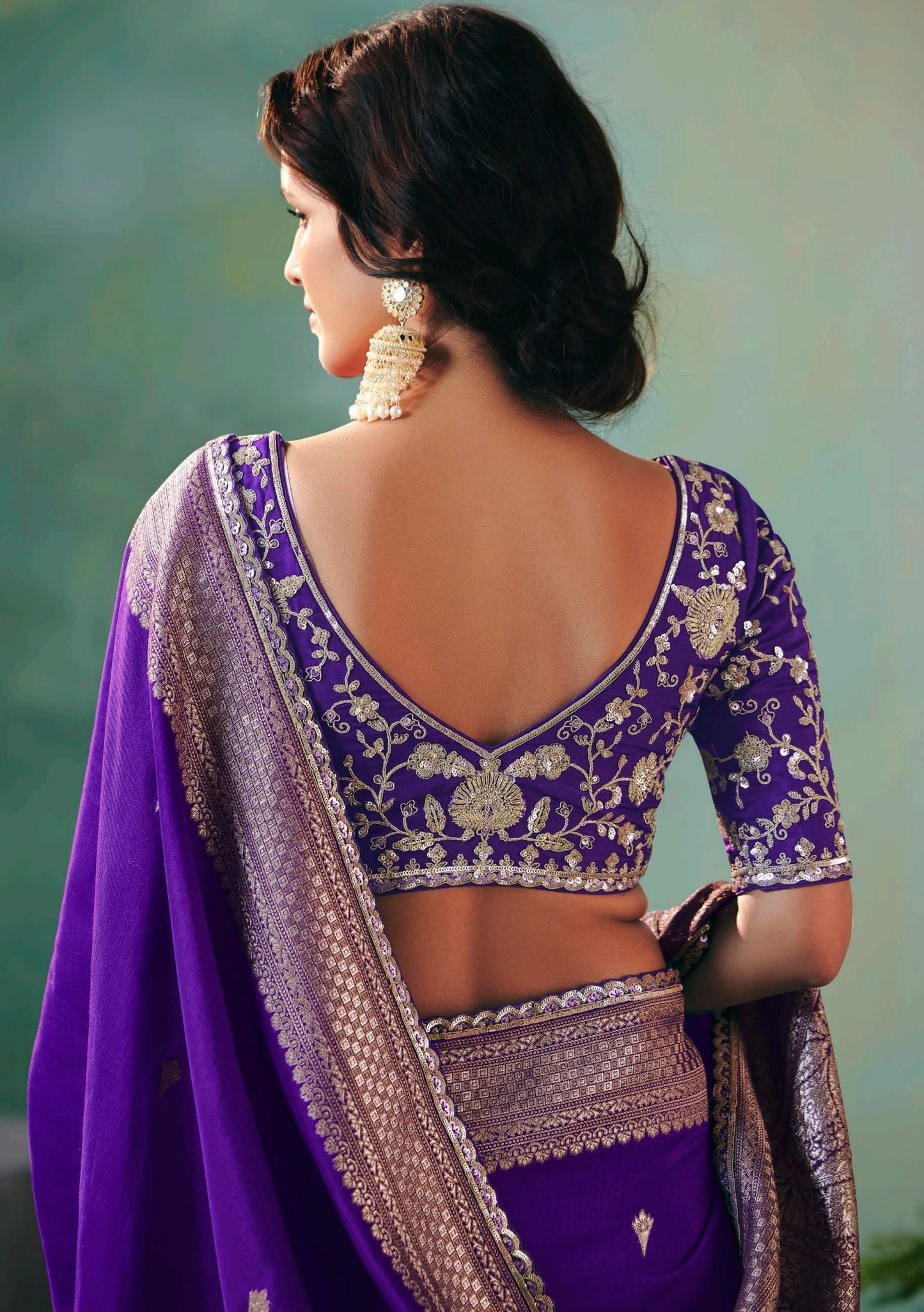 Purple Designer Kanjivaram Silk Readymade/Easy Saree