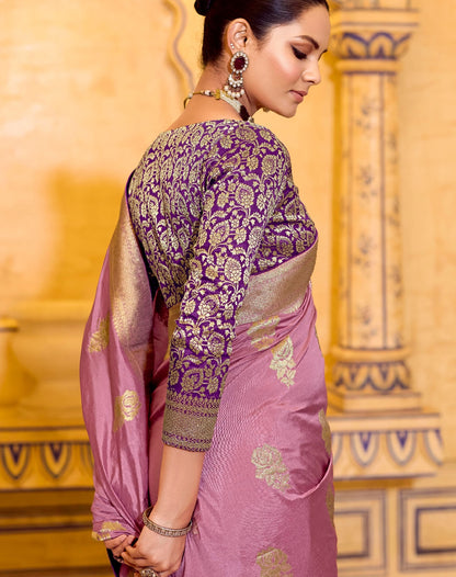 Baby Pink Designer Silk Readymade/Easy Saree