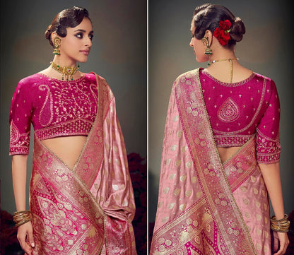 Light Pink Color Designer Kanjivaram Readymade/Easy Saree