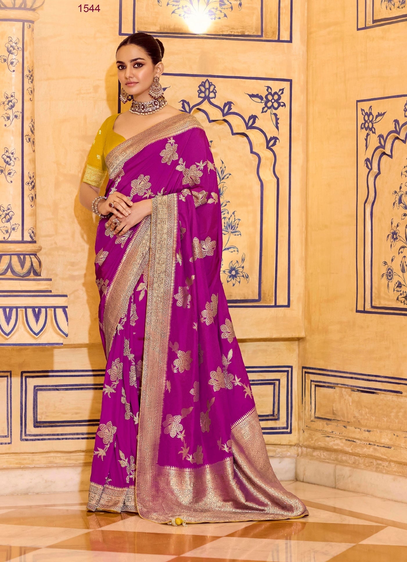 Magenta Designer Silk Readymade/Easy Saree