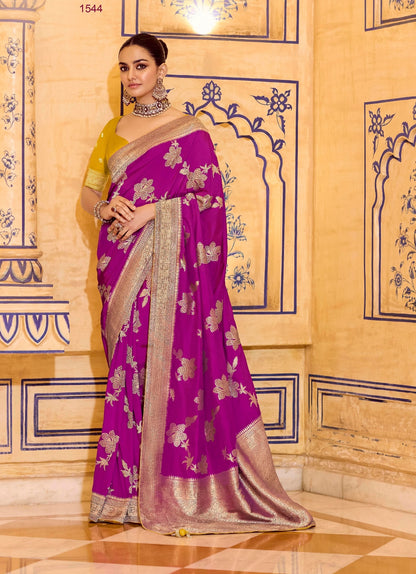 Magenta Designer Silk Readymade/Easy Saree