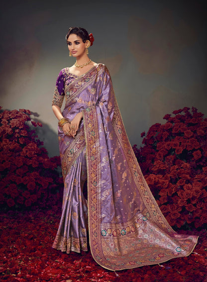 Lavender Color Designer Kanjivaram Readymade/Easy Saree