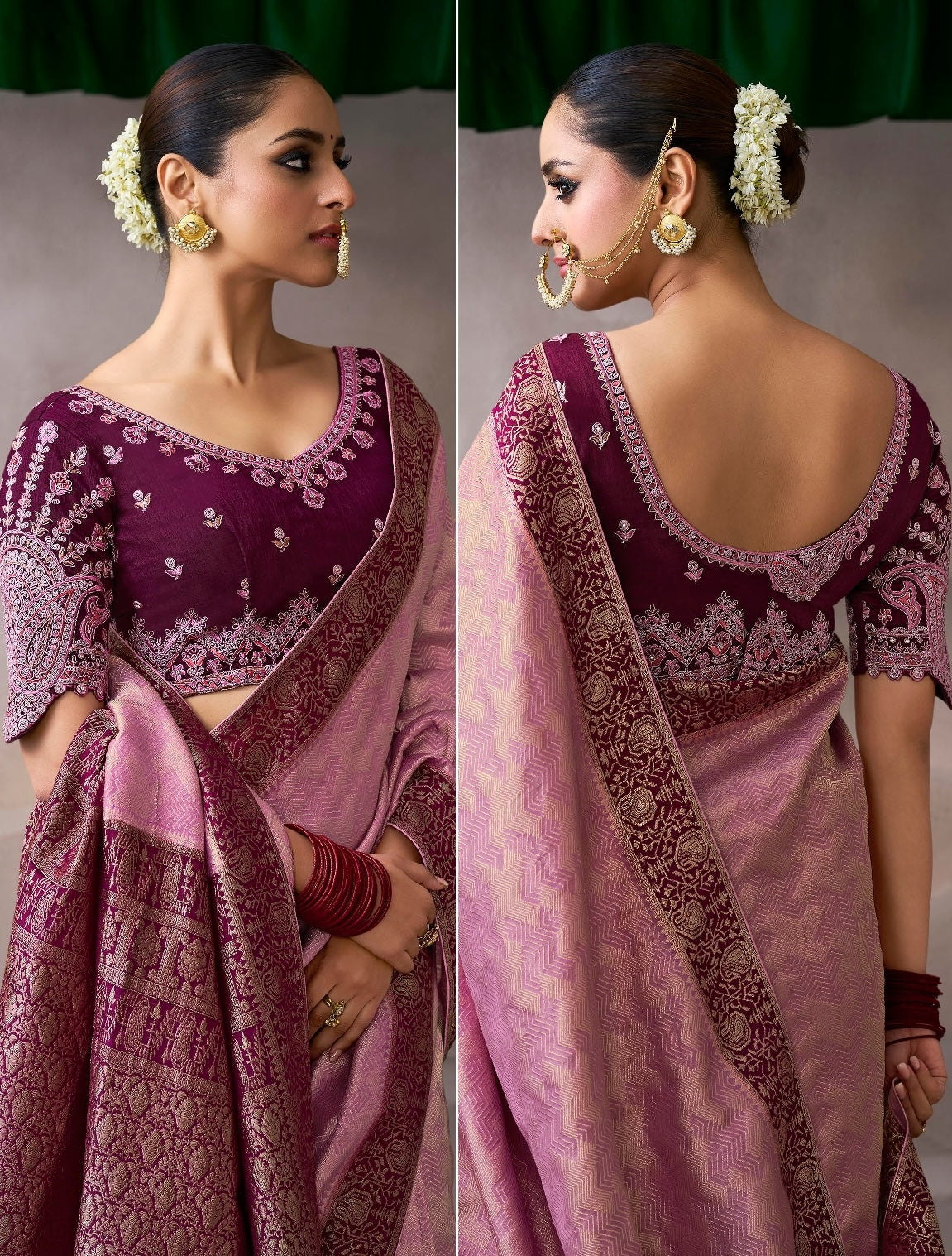Mauve Designer Kanjivaram Readymade/Easy Saree