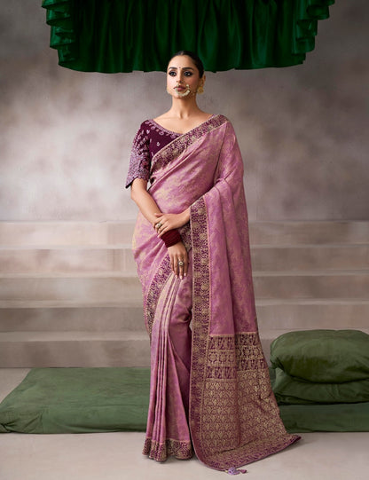 Mauve Designer Kanjivaram Readymade/Easy Saree