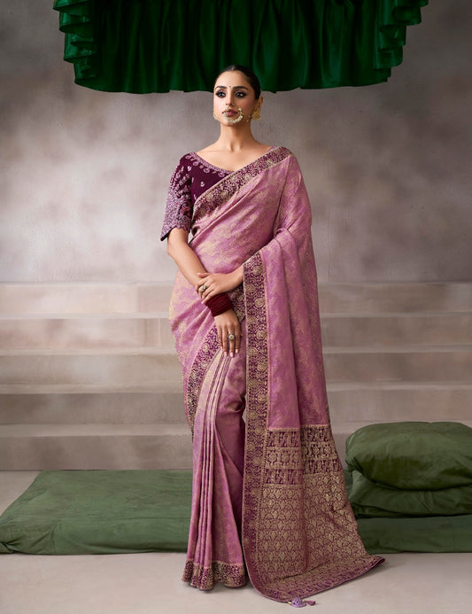 Mauve Designer Kanjivaram Readymade/Easy Saree