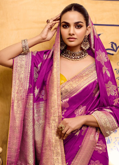 Magenta Designer Silk Readymade/Easy Saree