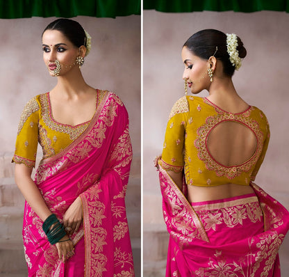 Pink Designer Kanjivaram Readymade/Easy Saree