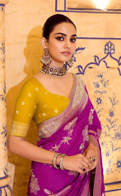 Magenta Designer Silk Readymade/Easy Saree