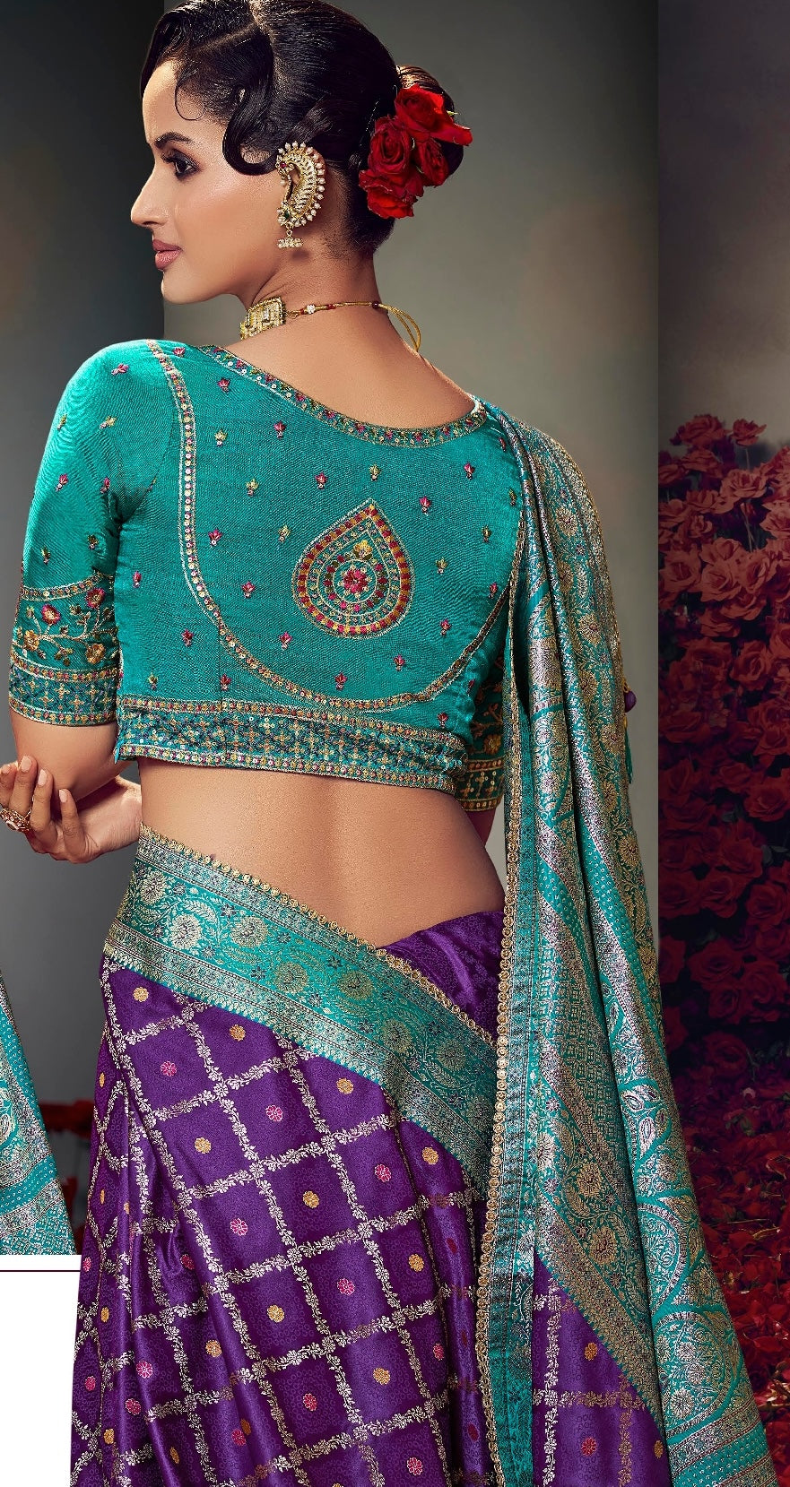 Purple Color Designer Kanjivaram Readymade/Easy Saree
