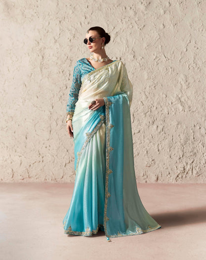 Blue Fancy Tissue Silk Ready to wear/Easy Saree - Panaash Saree