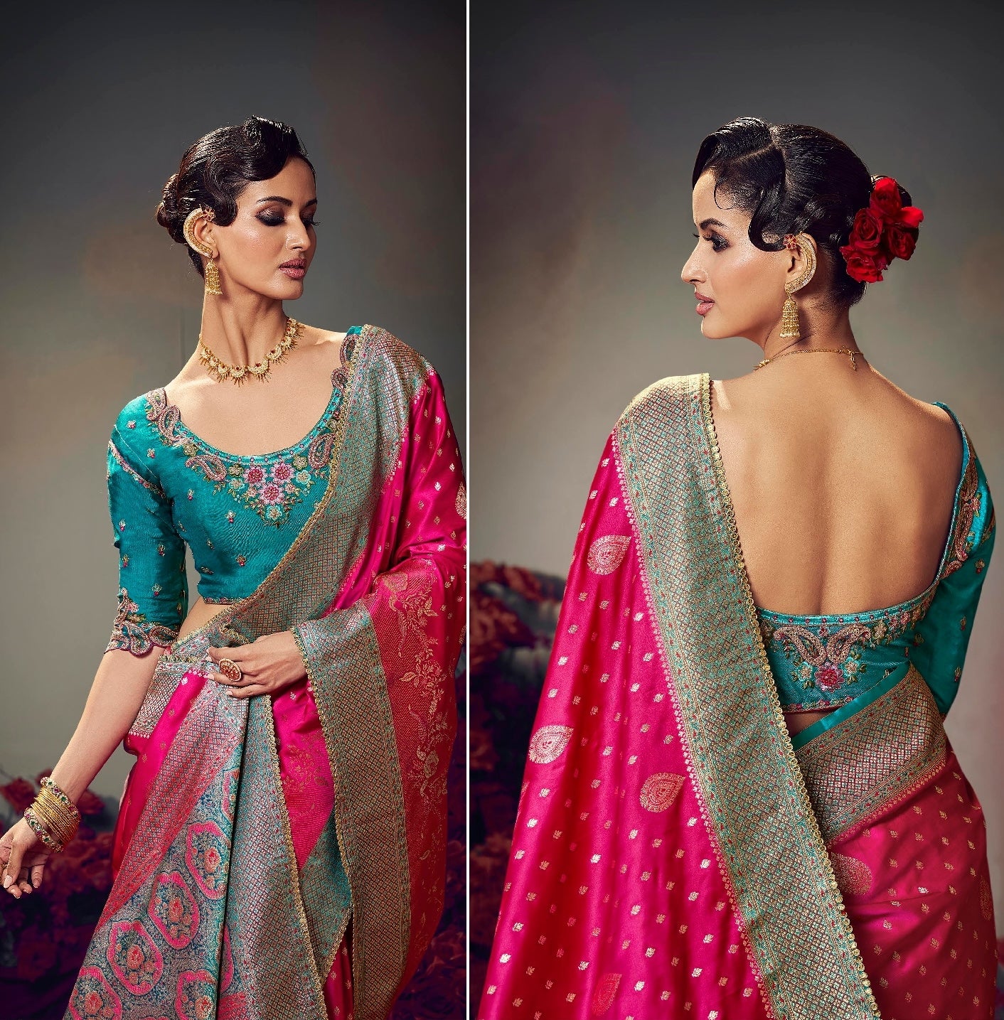 Pink Color Designer Kanjivaram Readymade/Easy Saree