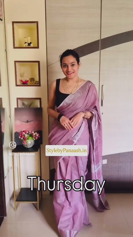 Mauve Linen Office Wear Readymade/Easy Saree
