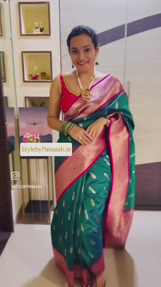 Green Kanjivaram Silk Readymade/Easy Saree