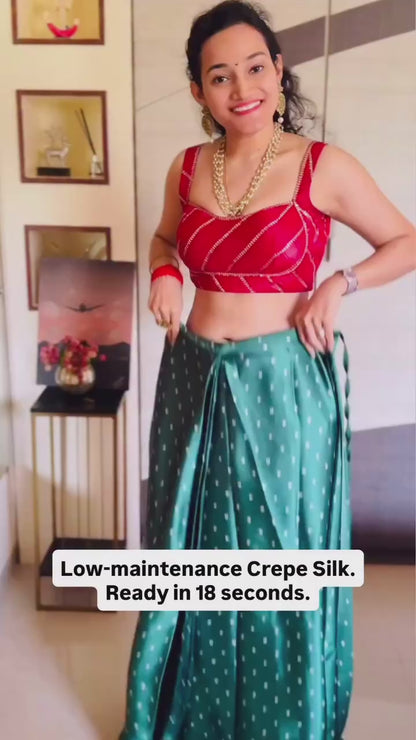 Green Modal Silk Office wear Ready To Wear/Easy Saree