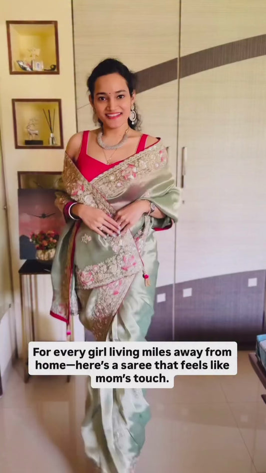 Pastel Green Color Party Wear Readymade Saree