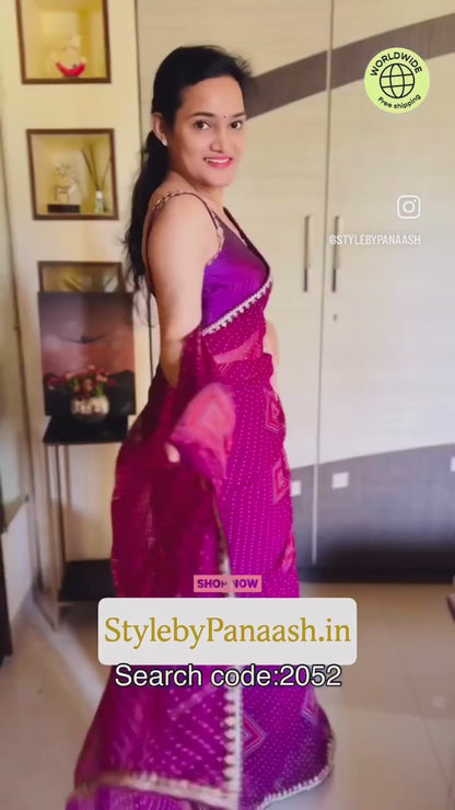 Maroon Georgette Readymade/Easy Saree