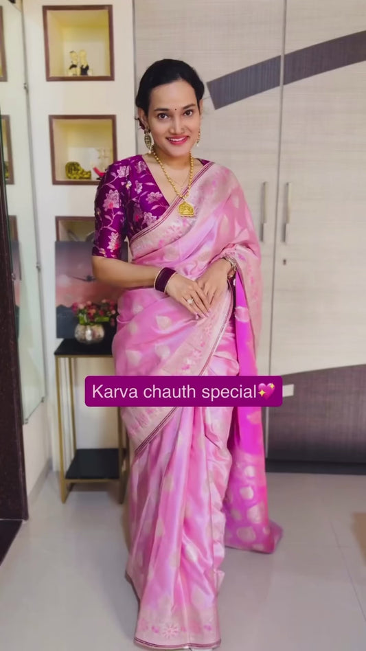 Wine berry Color Designer Kanjivaram Readymade/Easy Saree