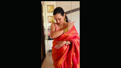 Orange Soft Silk Readymade/Easy Saree