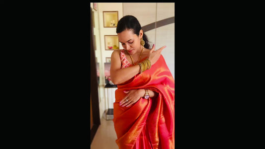 Orange Soft Silk Readymade/Easy Saree