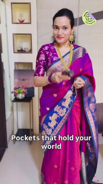 Magenta Tone Kanjivaram Silk Readymade/Easy Saree