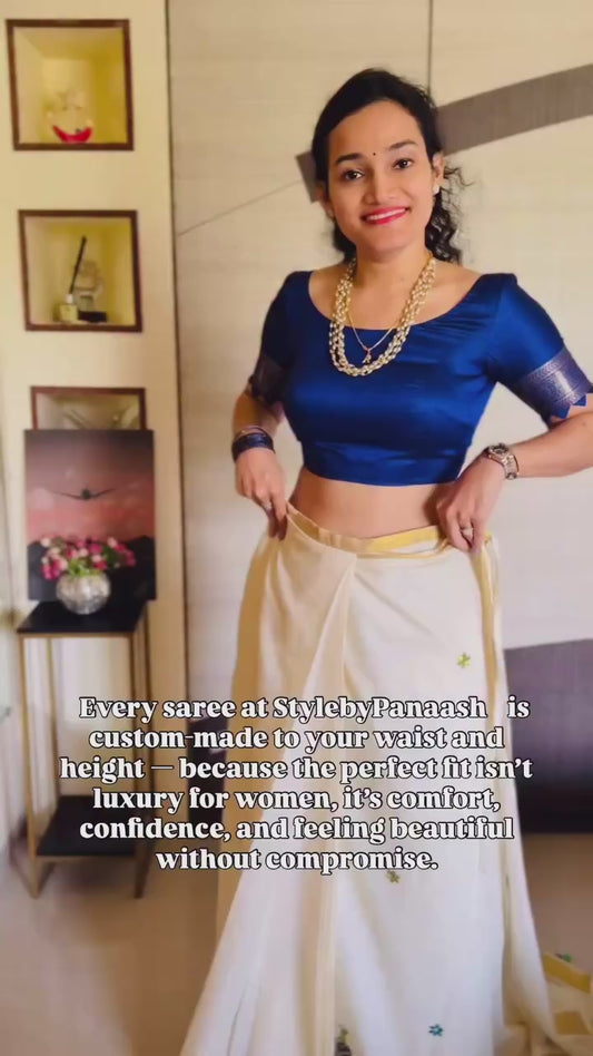 Kerala Mul Cotton Kasavu Ready To Wear/Easy Saree
