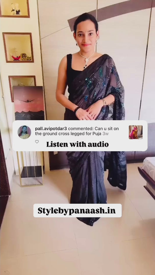 Black Color Cocktail Readymade Saree