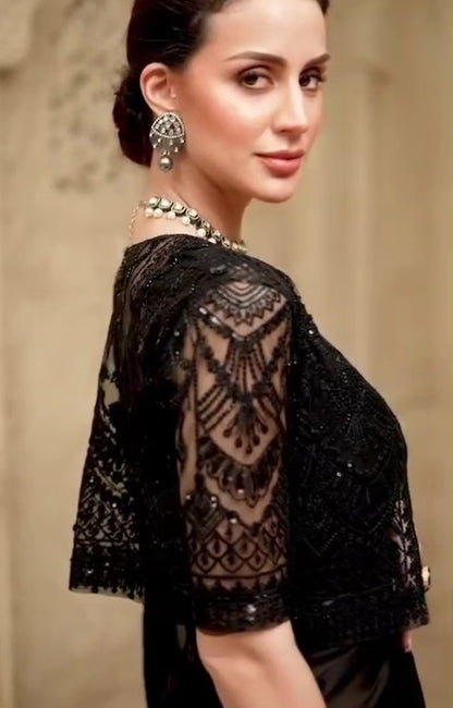 Black Cocktail Party Wear Readymade Saree