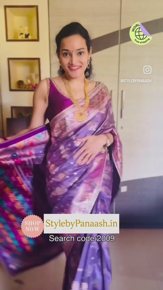 Lavender Color Designer Kanjivaram Readymade/Easy Saree