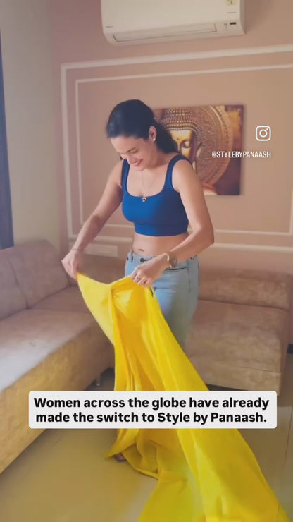 Yellow Mul Cotton Casual Readymade/Easy Saree