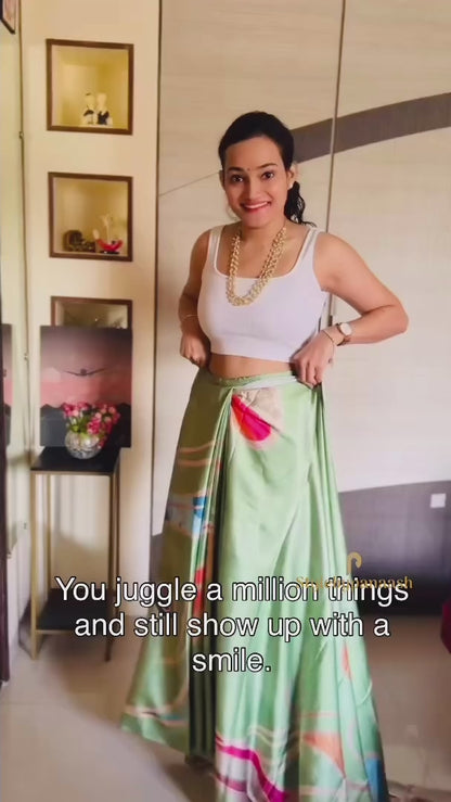 Green Color Office Wear Crepe Silk Easy/Readymade Saree