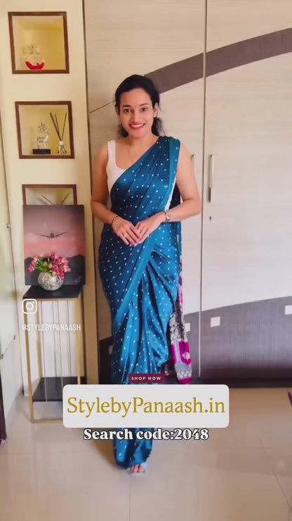 Blue Modal Silk Office wear Ready To Wear/Easy Saree