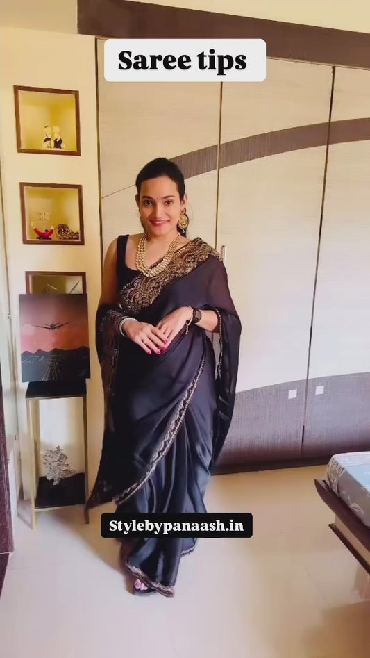 Black Color Cocktail Readymade Saree