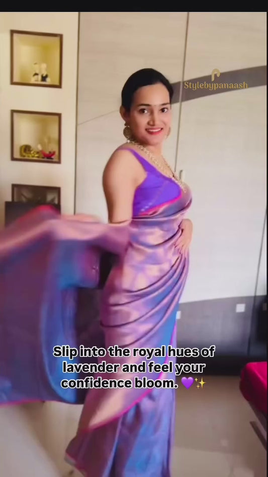 Lavender Kanjivaram Silk Readymade/Easy Saree
